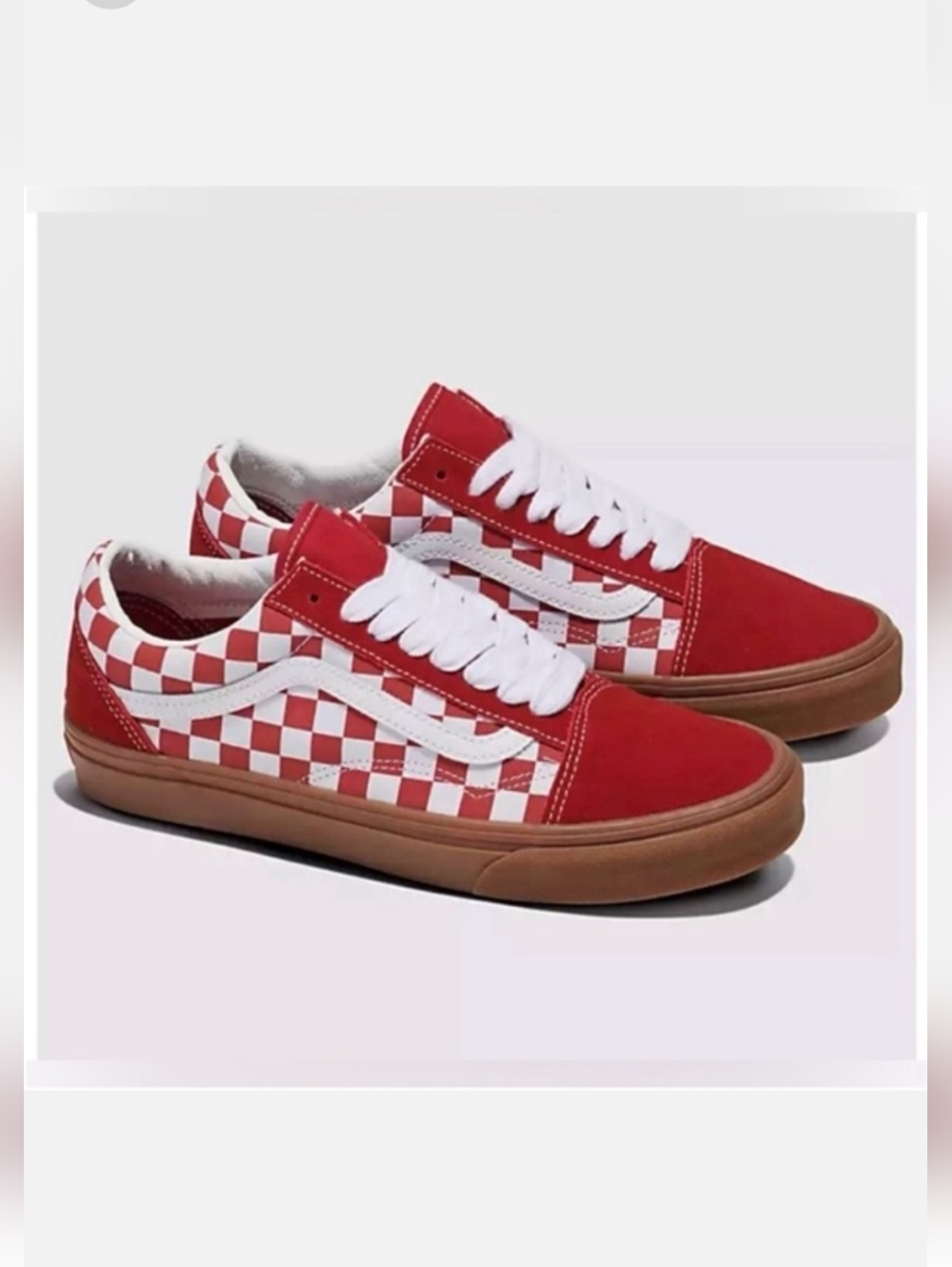 Vans Red White Checkerboard Low-Top Sneakers - Picture 6 of 6
